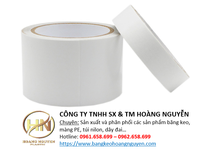 Băng keo 2 mặt - Màng PE - Băng Keo Hoàng Nguyễn - Công Ty TNHH Sản Xuất Và Thương Mại Hoàng Nguyễn